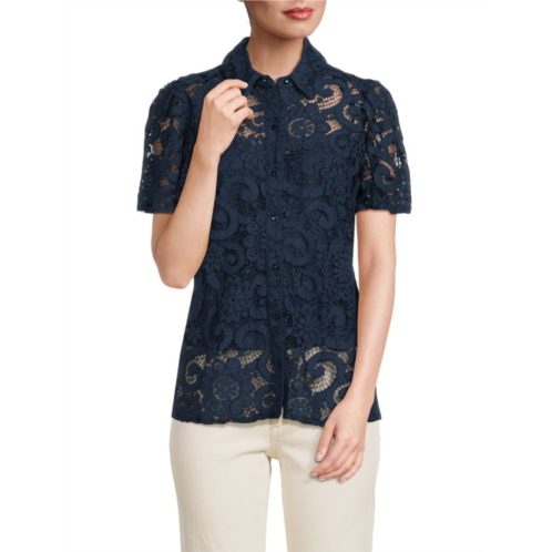 Saks Fifth Avenue Lace Button Up Top