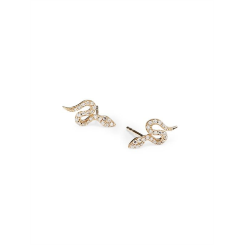 Saks Fifth Avenue 14K Yellow Gold & 0.11 TCW Diamond Snake Stud Earrings