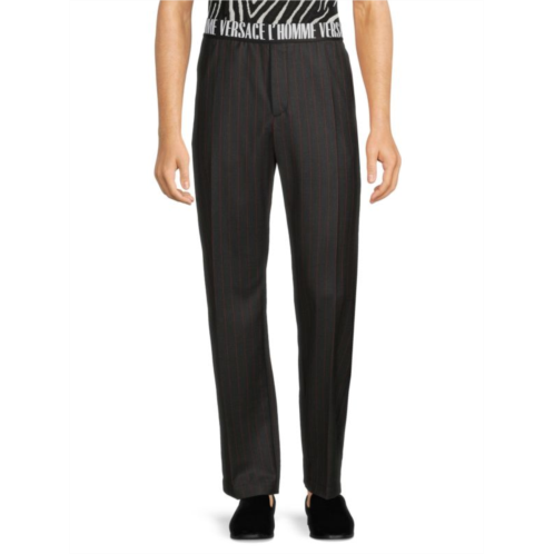 Versace Striped Logo Wool Pants