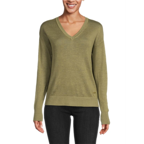 T Tahari Jersey V neck Sweater