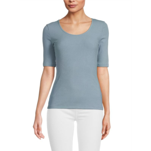 M MAGASCHONI Elbow Sleeve Scoopneck T Shirt