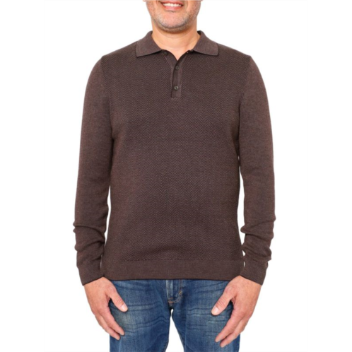 Vellapais Herringbone Long Sleeve Polo