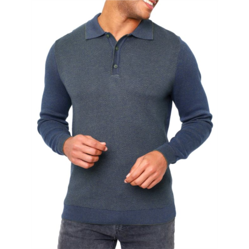 Vellapais Herringbone Long Sleeve Polo