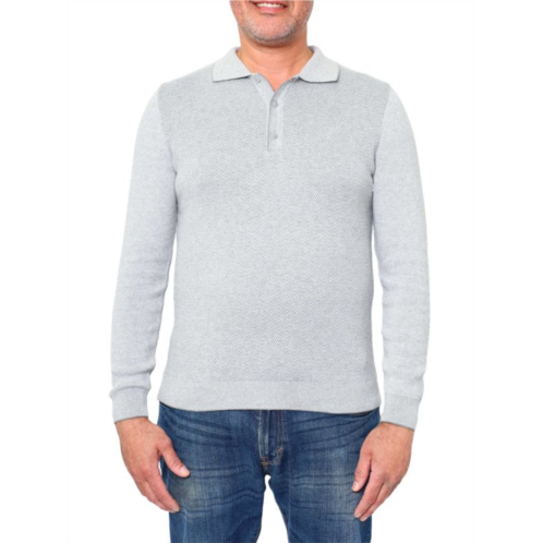 Vellapais Herringbone Long Sleeve Polo