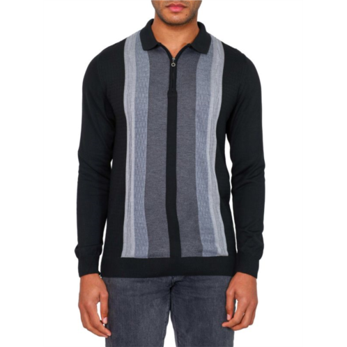 Vellapais Quarter Zip Striped Polo Sweater