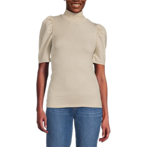 DKNY Metallic Puff Sleeve Top