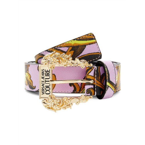 Versace Jeans Couture Printed Logo Leather Lined Belt