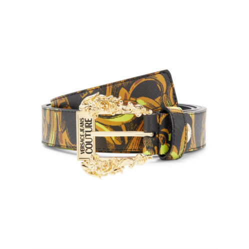 Versace Jeans Couture Printed Logo Leather Lined Belt