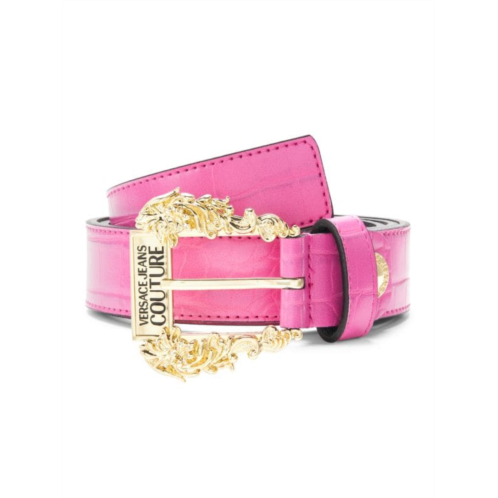 Versace Jeans Couture Croc Embossed Leather Belt