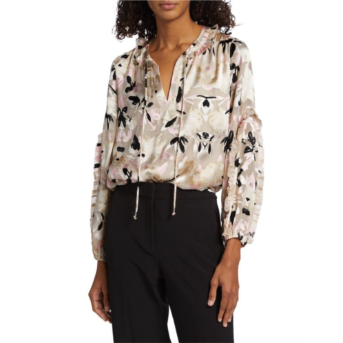 Elie Tahari The Ana Floral Ruffle Blouse