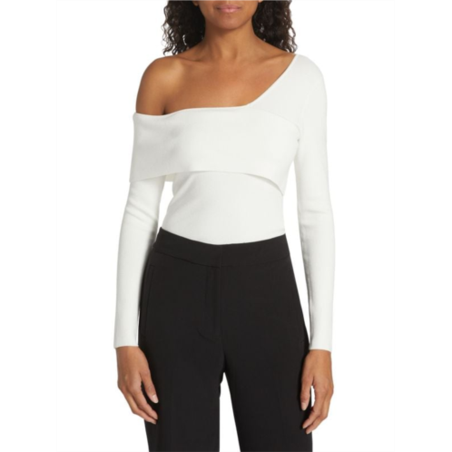 Elie Tahari Asymmetric Off Shoulder Sweater