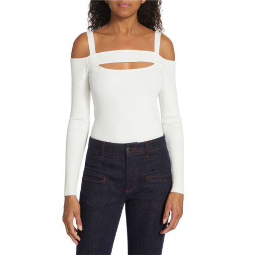 Elie Tahari Cutout Off Shoulder Sweater