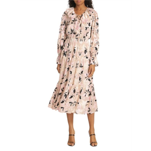 Elie Tahari The Bella Floral Tiered Midi Dress