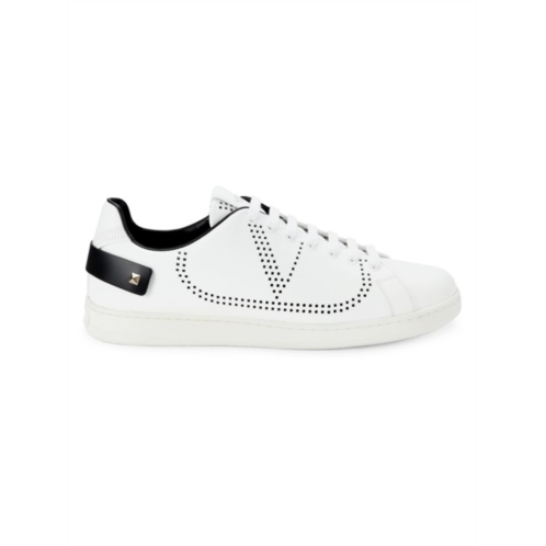 Valentino Garavani Logo Rockstud Leather Sneakers