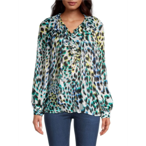 Ungaro Misty Leopard Ruffled Blouse