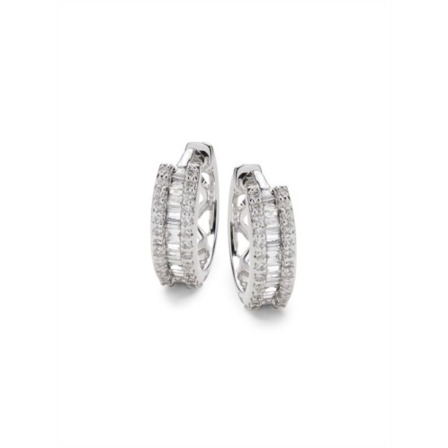 Effy 14K White Gold & 0.22 TCW Diamond Huggie Earrings