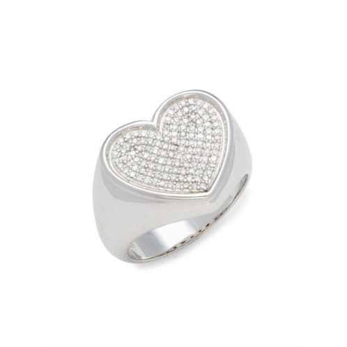 Effy ENY Sterling Silver & 0.34 TCW Diamond Heart Signet Ring