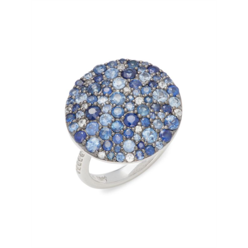 Effy ENY Sterling Silver, Sapphire & Diamond Round Pave Ring