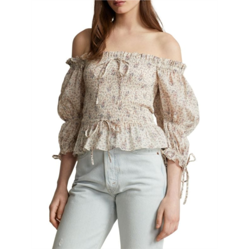 Ralph Lauren Liko Floral Smocked Blouse