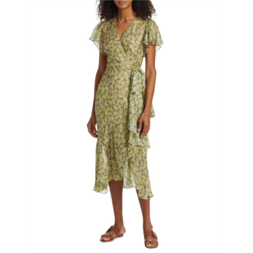 Tanya Taylor Blaire Floral Voile Silk Blend Wrap Dress