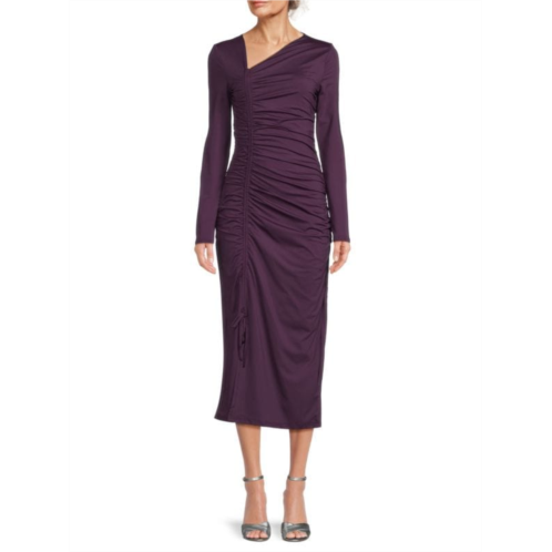 Rachel Parcell Asymmetric Ruched Midi Dress