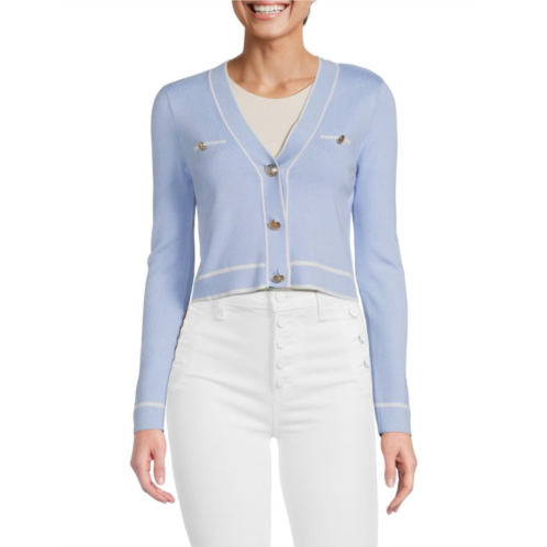 Laundry by Shelli Segal Contrast Cropped Cardigan