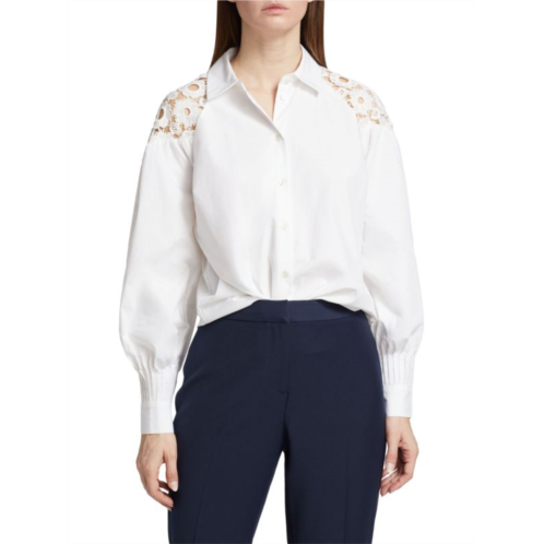 Elie Tahari Jessie Lace Cotton Button Down Shirt