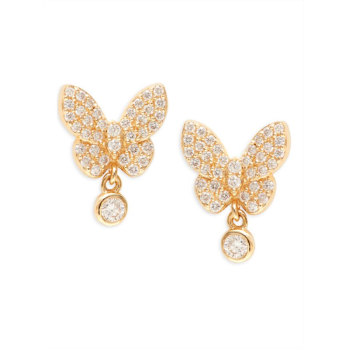 Saks Fifth Avenue 14K Yellow Gold & 0.24 TCW Diamond Butterfly Drop Earrings