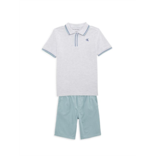 Calvin Klein Little Boys 2-Piece Button Shirt & Shorts Set