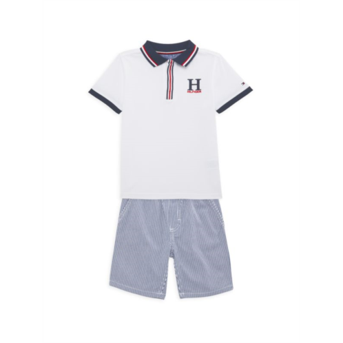 Tommy Hilfiger Baby Boys 2-Piece Logo Polo & Striped Shorts Set