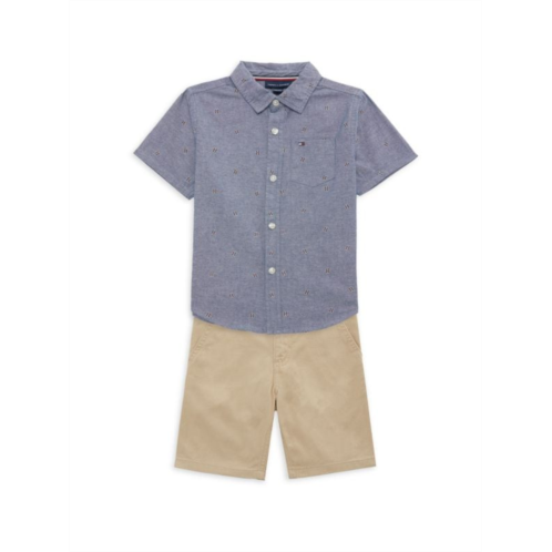 Tommy Hilfiger Baby Boys 2-Piece Logo Shirt & Shorts Set