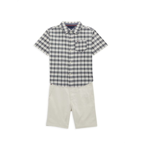 Tommy Hilfiger Little Boys Checked Shirt & Shorts Set