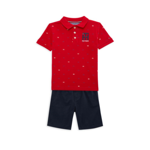Tommy Hilfiger Little Boys Monogram Polo & Shorts Set