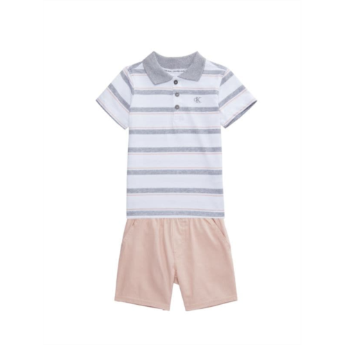 Calvin Klein Little Boys 2-Piece Striped Polo & Shorts Set
