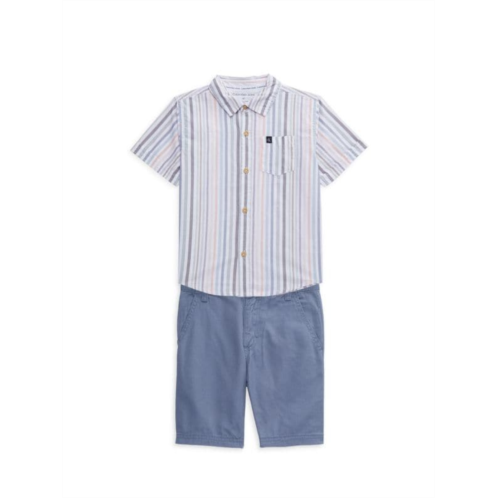 Calvin Klein Little Boys 2-Piece Striped Shirt & Shorts Set