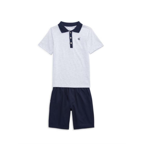 Calvin Klein Boys 2-Piece Logo Polo & Shorts Set