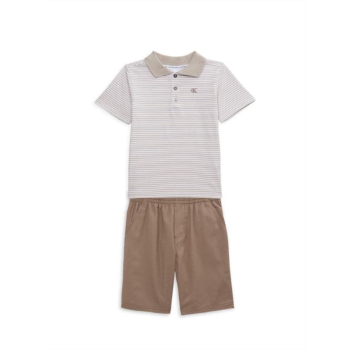 Calvin Klein Jeans Little Boys 2-Piece Striped Polo & Shorts Set