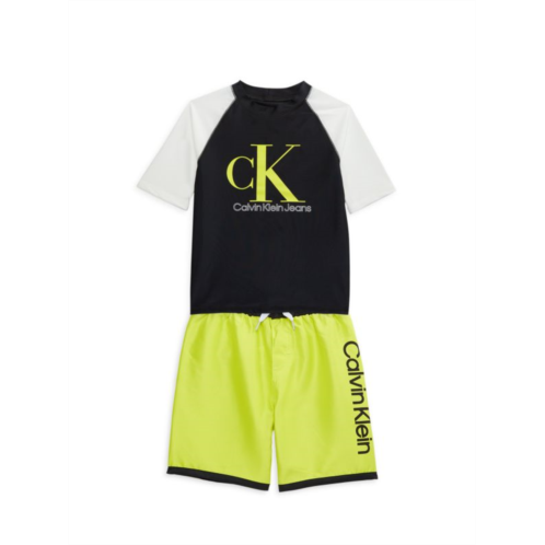 Calvin Klein Jeans Little Boys 2-Piece Rashguard & Swim Shorts Set