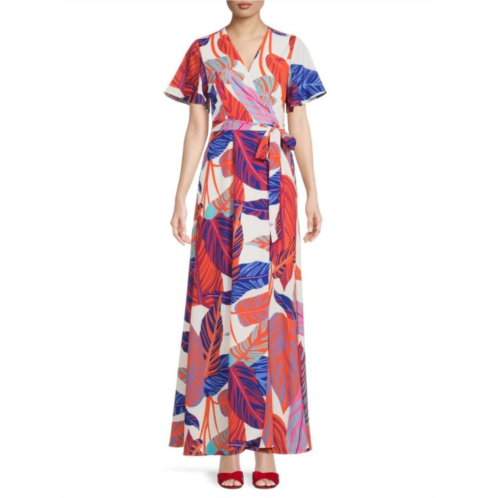 Hutch Leaf Print Maxi Wrap Dress