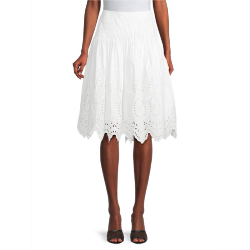 Kobi Halperin Serene Embroidered Cotton Midi Skirt