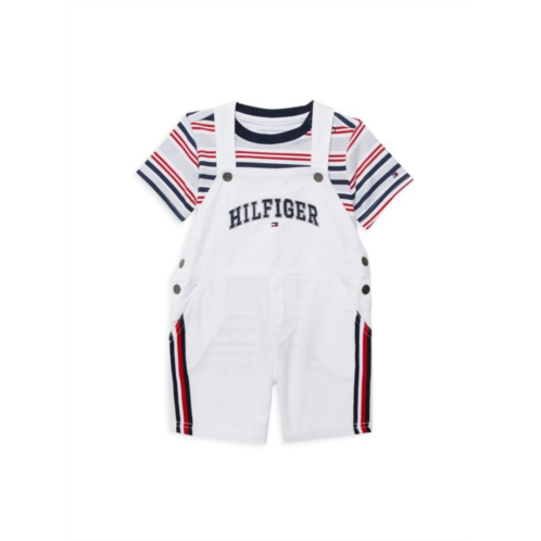 Tommy Hilfiger Baby Boys 2-Piece Striped Tee & Logo Shortall Set