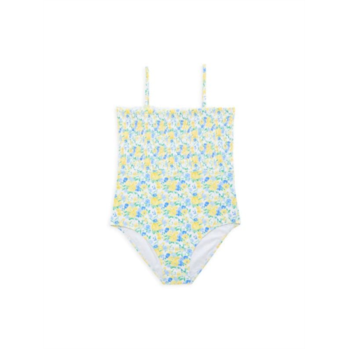 Janie and Jack Girls Shirred Floral One Piece Swimsuit