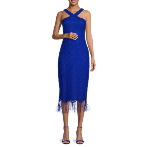 Guess Halter Fringe Sheath Dress