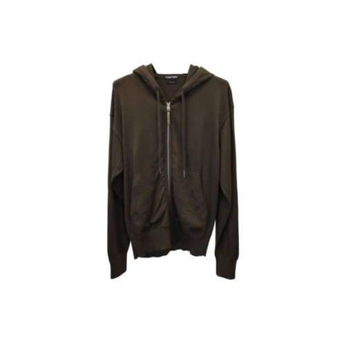 Tom Ford Zip-Up Hoodie In Brown Cashmere