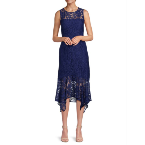 Kensie Asymmetric Lace Sheath Dress