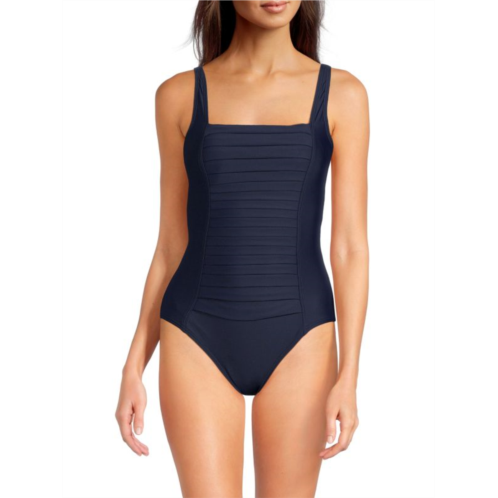 Calvin Klein Shimmer Pleated One Piece Swimsuit
