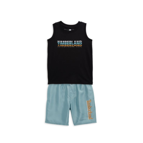Timberland Little Boys 2-Piece Logo Tank & Swim Shorts Set
