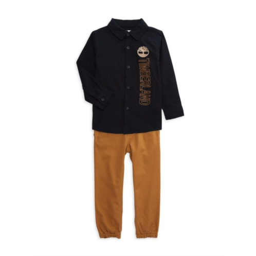 Timberland Little Boys 2-Piece Button Down Shirt & Pant Set
