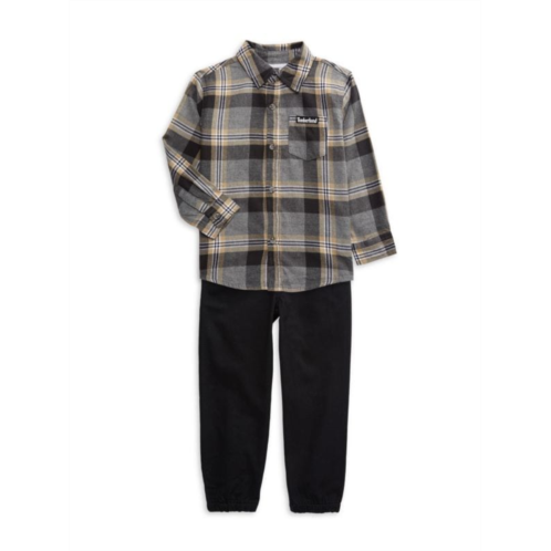 Timberland Little Boys 2-Piece Plaid Shirt & Pants Set