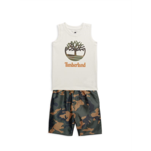 Timberland Little Boys 2-Piece Tank Top & Camo Swim Trunks Set